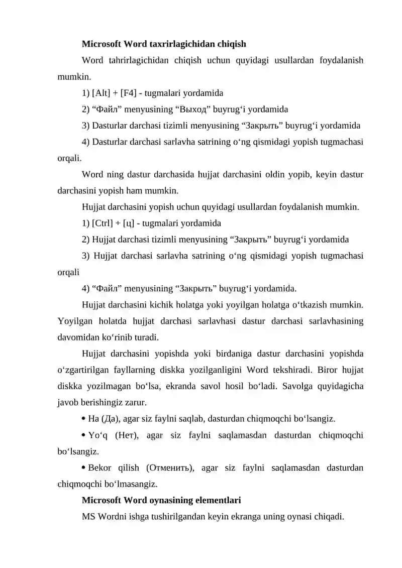 Microsoft Word tahrirlagichi 4