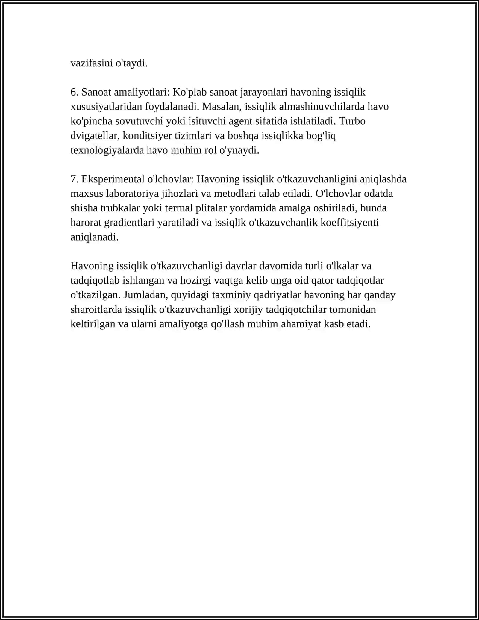 HAVONING ISSIQLIK O‘TKAZUVCHALIGINI ANIQLASH 4