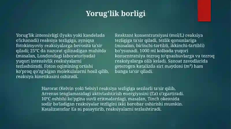 Reaksiya Tezligiga Ta'sir Etuvchi Omillar 4