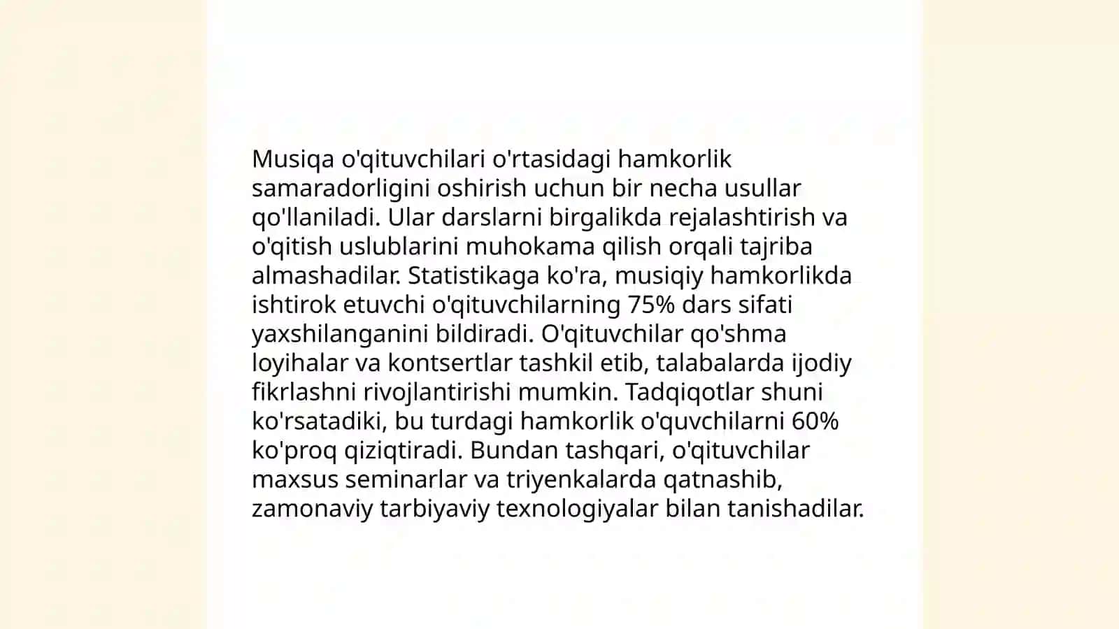 Musiqa Mashg'ulotlarini Tashkil Etish 4