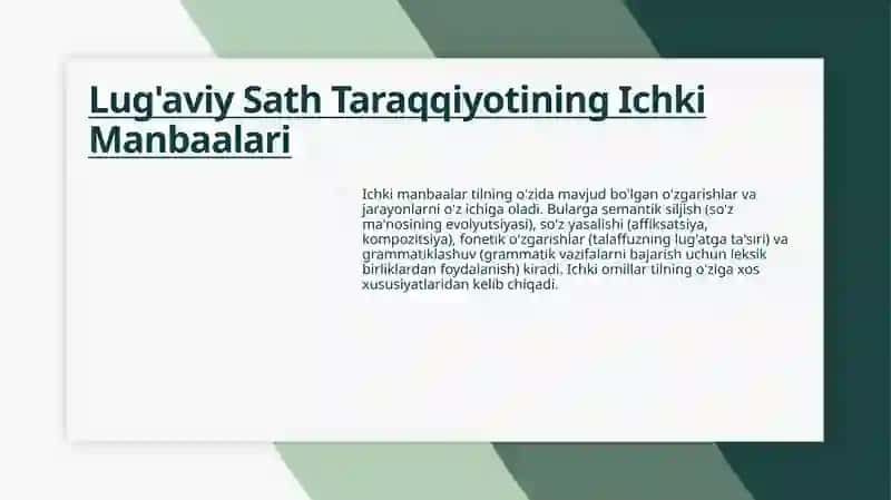 Lug’aviy sath taraqqiyotining manbaalari 4