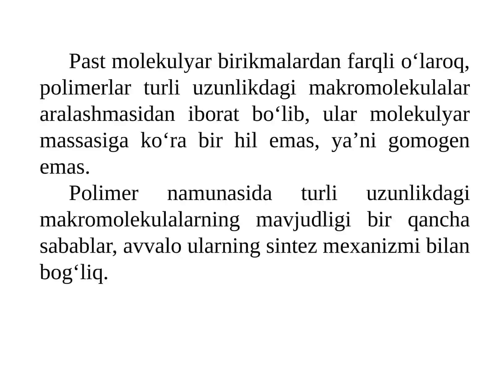 Polimerlarning molekulyar massaviy xarakteristikasi 4