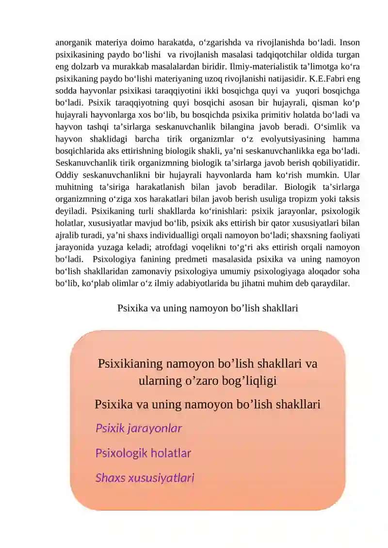 Psixika va ongning taraqqiyoti 4