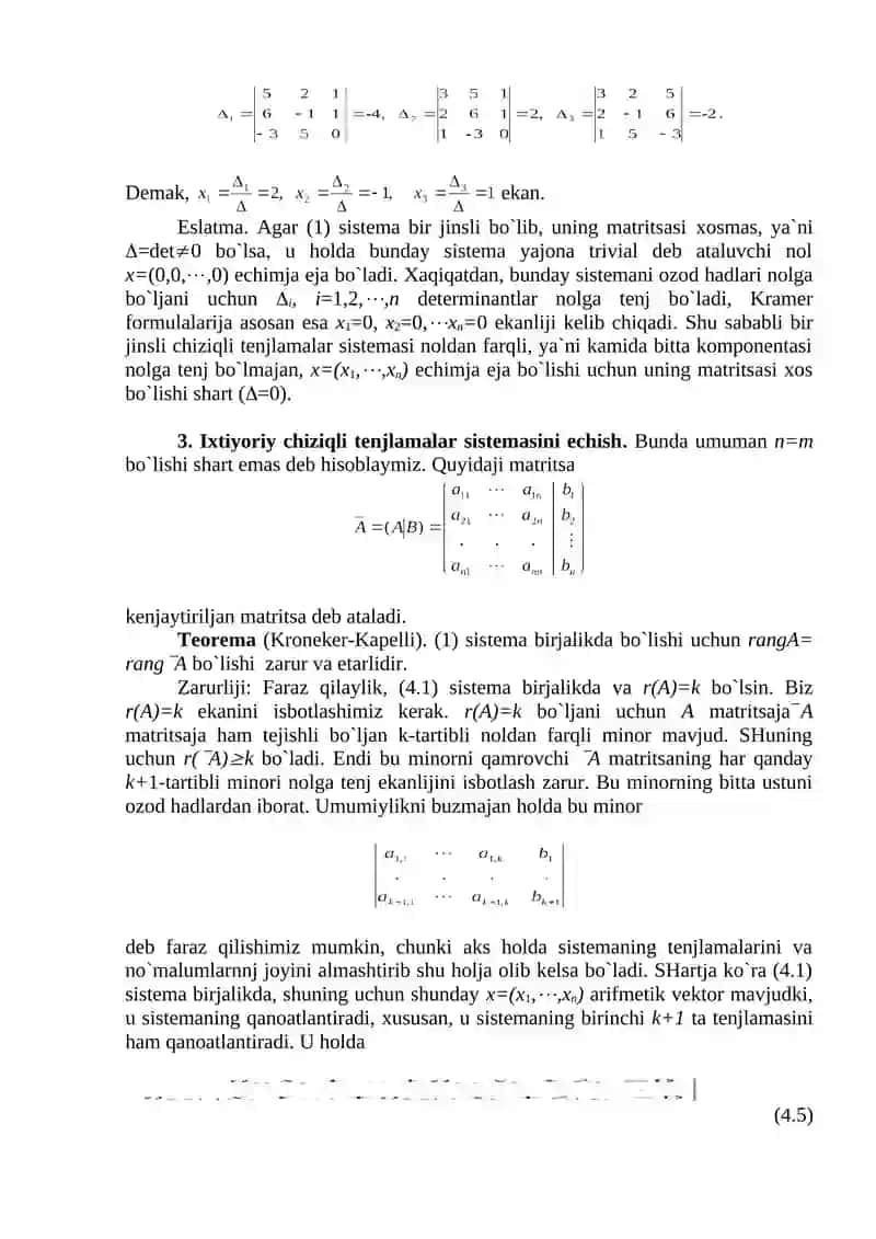 Chiziqli tenglamalar sistemasini yechish 4