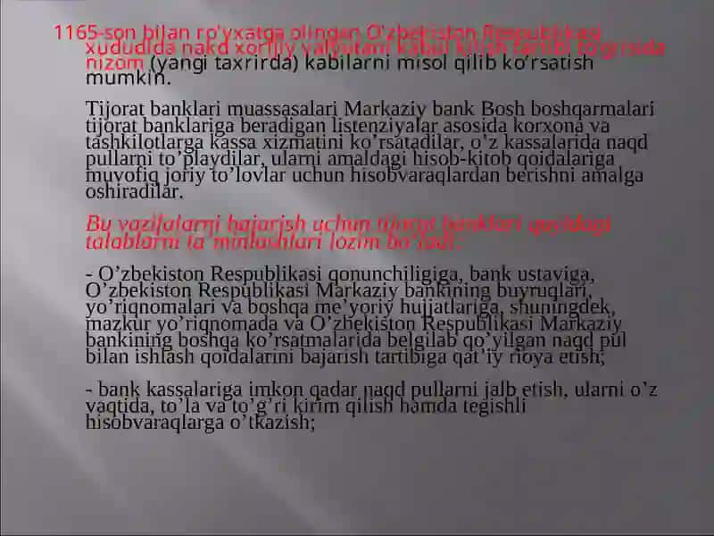 Kassa ishini tashkil etish asoslari 4