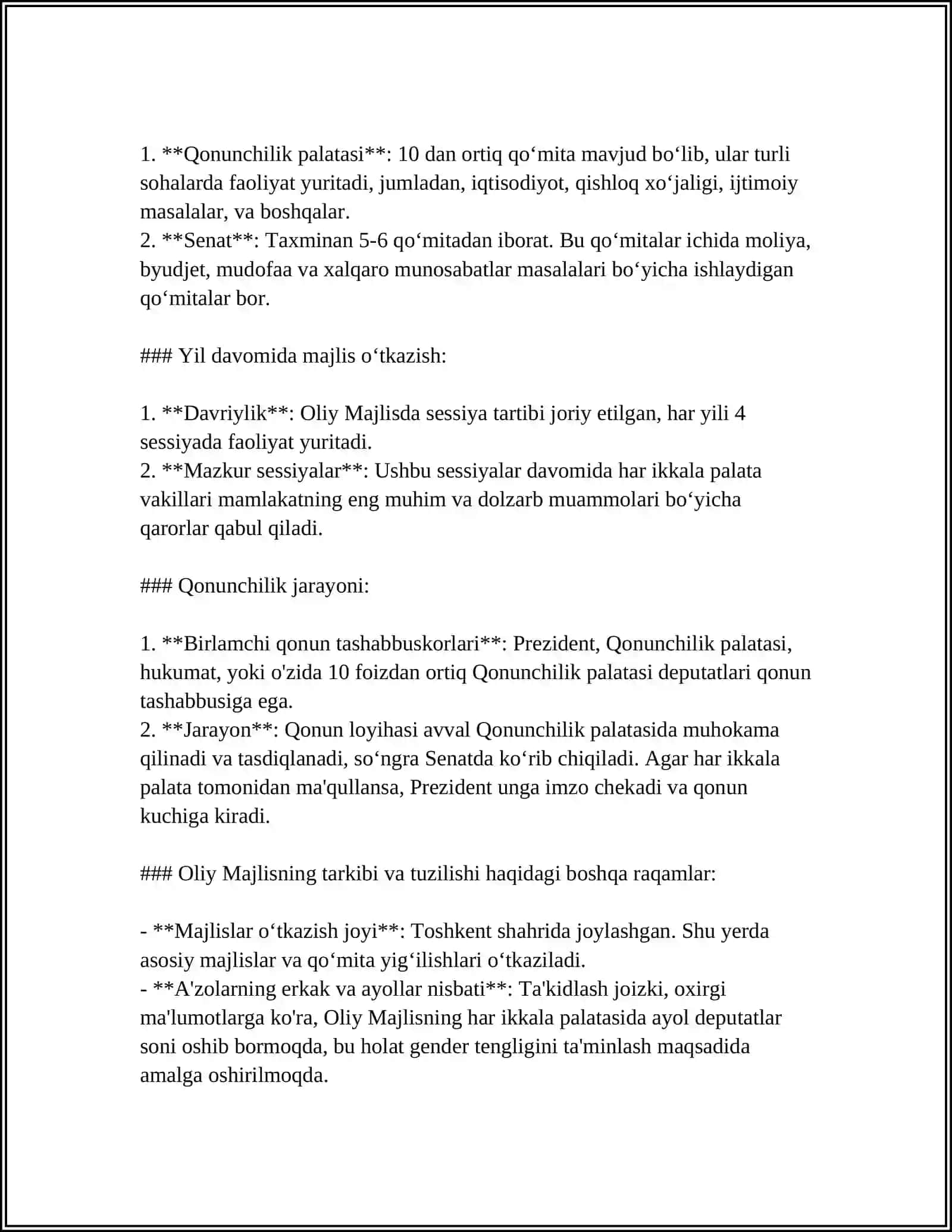 O'ZBEKISTON RESPUBLIKASI OLIY MAJLISI 4