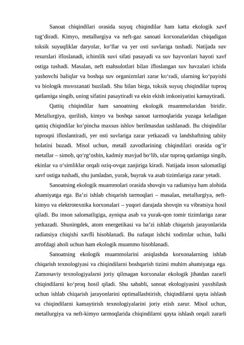 Sanoat va transport sohasidagi ekalogik muammolar 4
