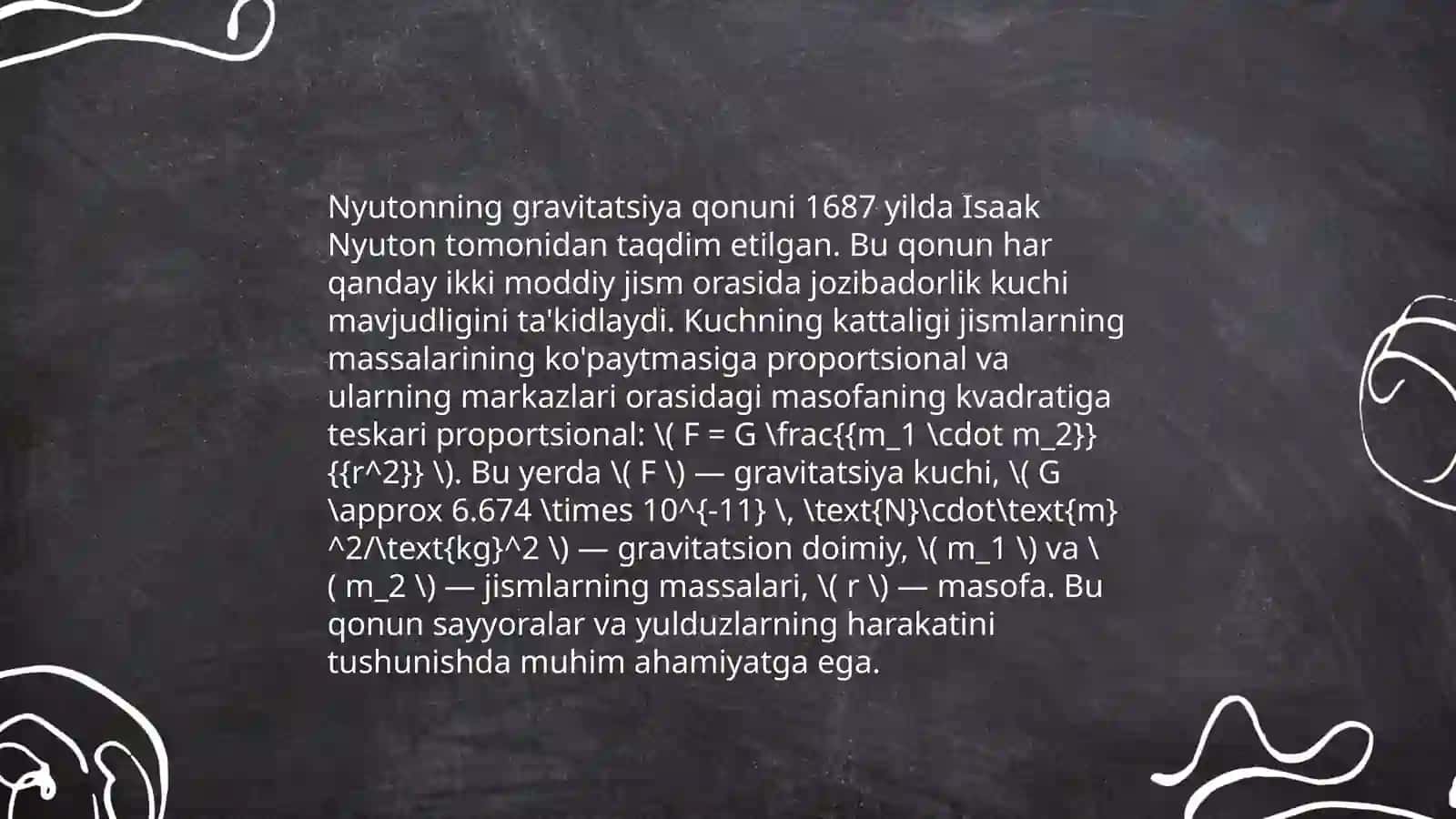 Gravitatsion maydonning asosiy xususiyatlar 4