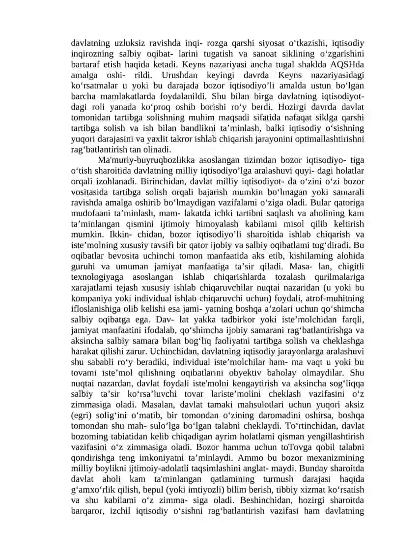 Bozor iqtisodiyotini tartibga solishda davlatning iqtisodiy roli 4