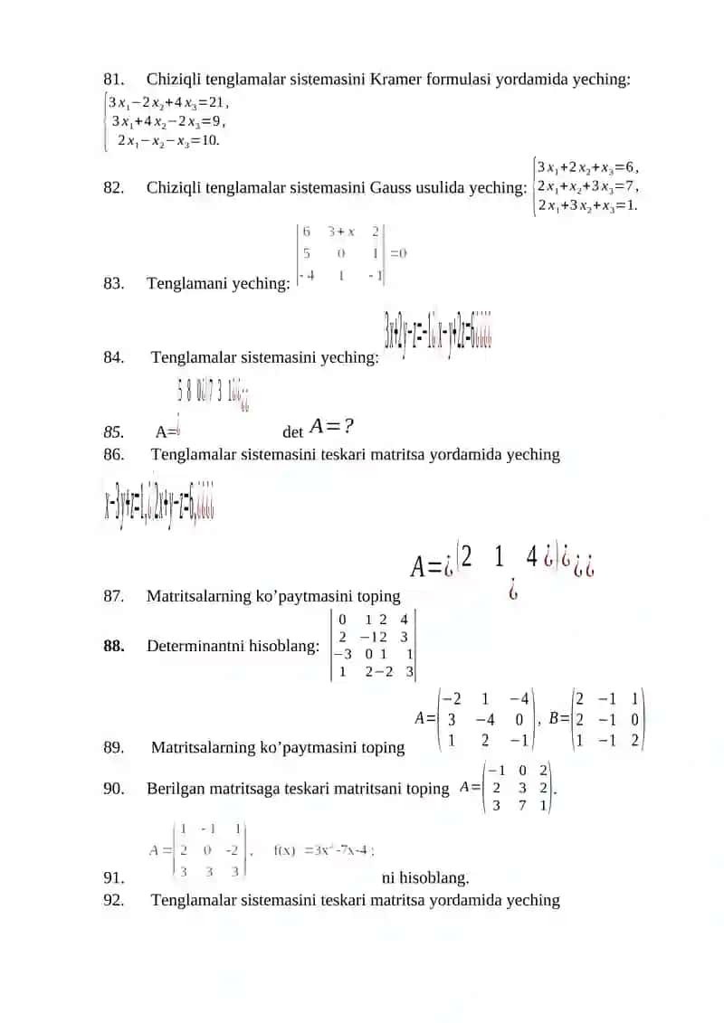 Matematika fanidan nazorat savollari 4