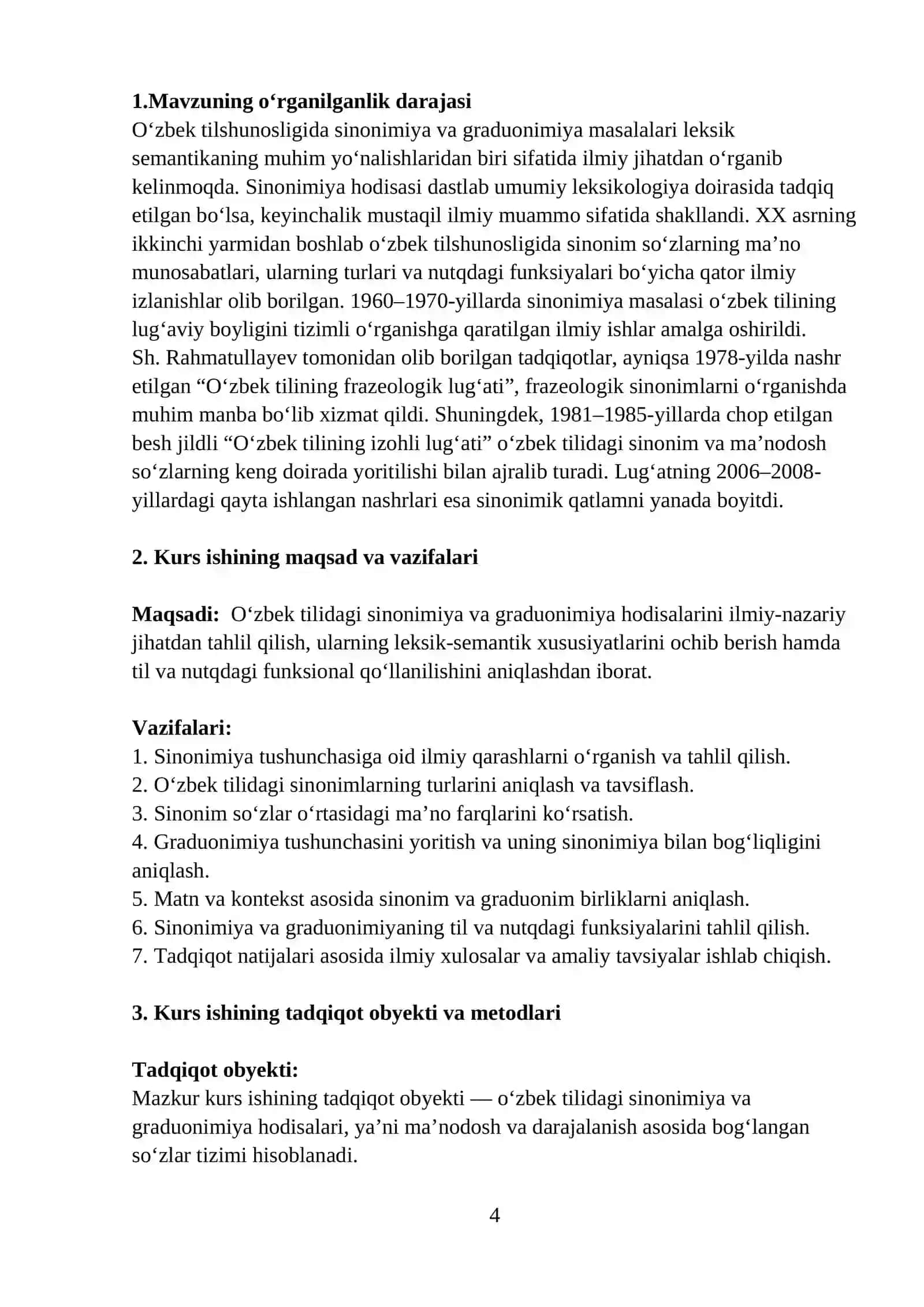 Sinonimiya va darajalanish munosabati 4