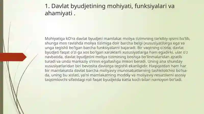 Davlat budjeti mavzusida mustaqil ish taqdimoti 4