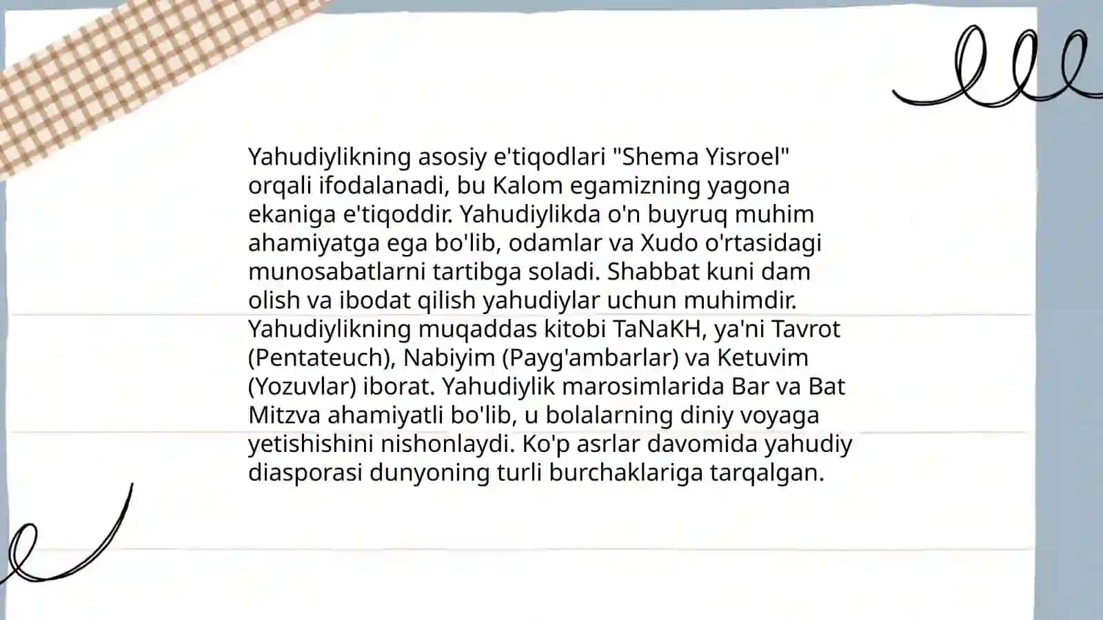 Yahudiylik ta'limoti, an'ana va marosimlari 4