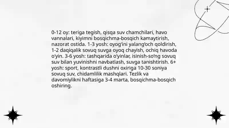 Bolalarni chiniqtirish usullari 4