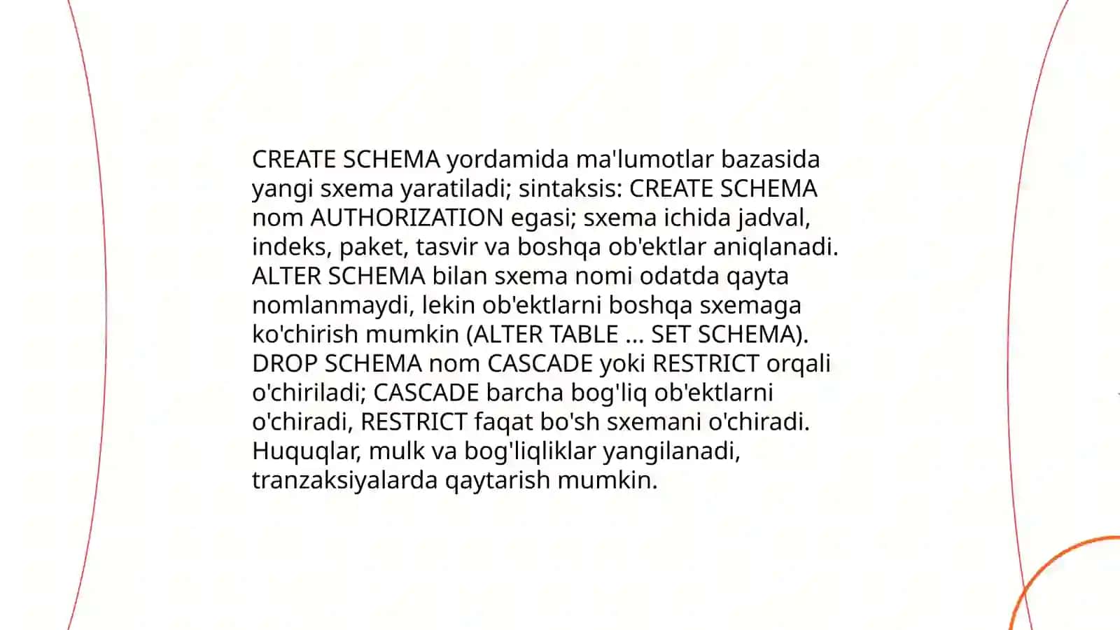 Sxemalar va ma'lumotlar bazasi foydalanuvchilari 4