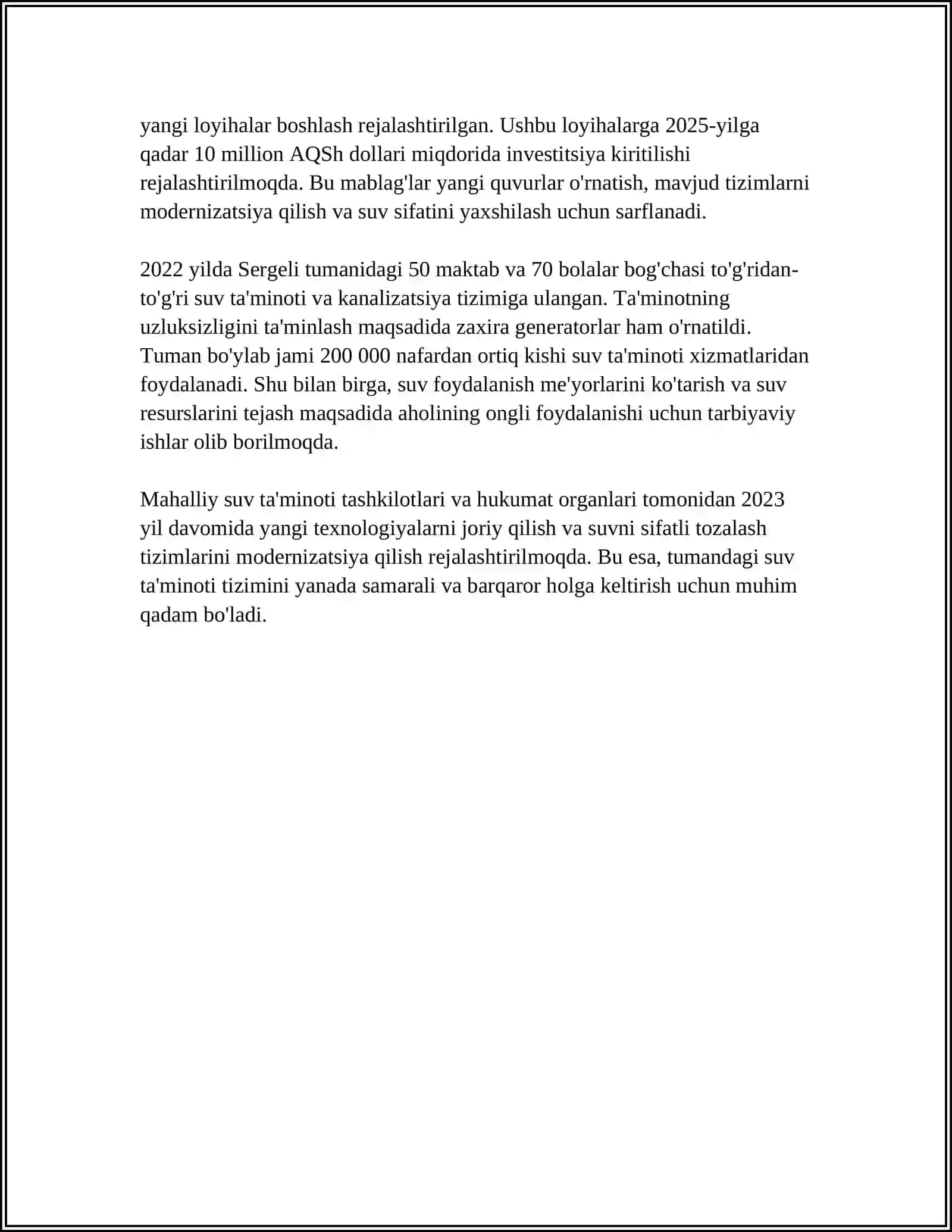 Sergeli suv ta'minoti 4