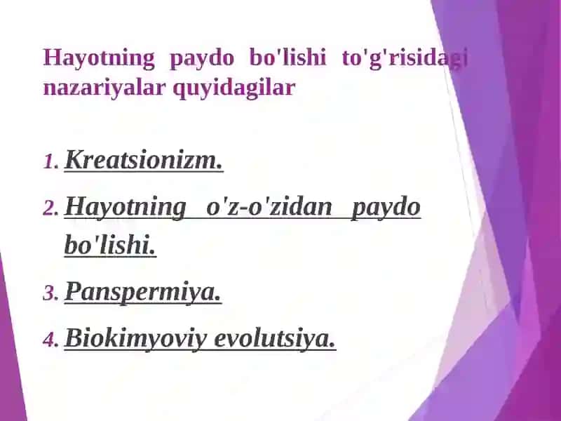 Yerda hayotning paydo bo`lishi 4