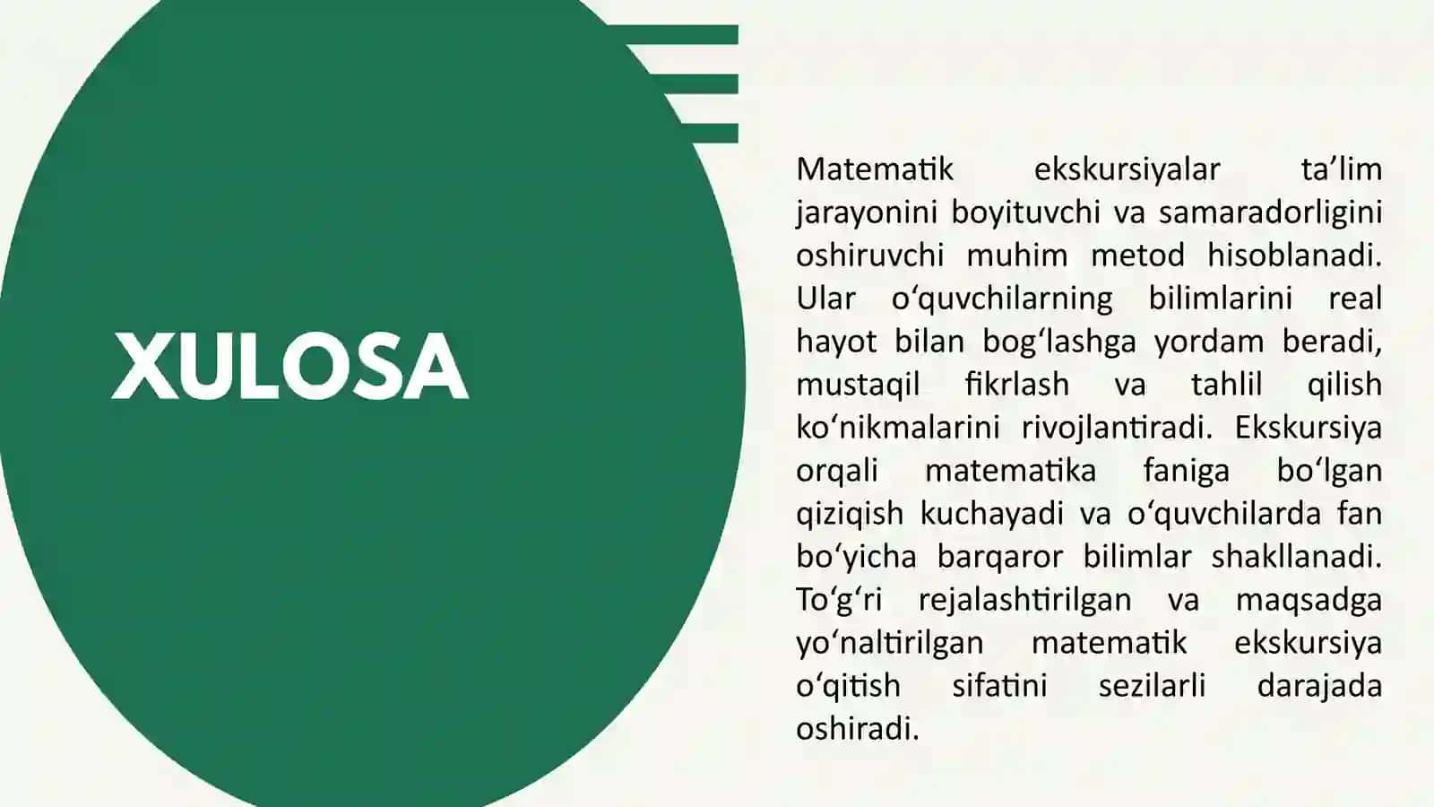 Matematik ekskursiyalar tashkil etish metodikasi. 4