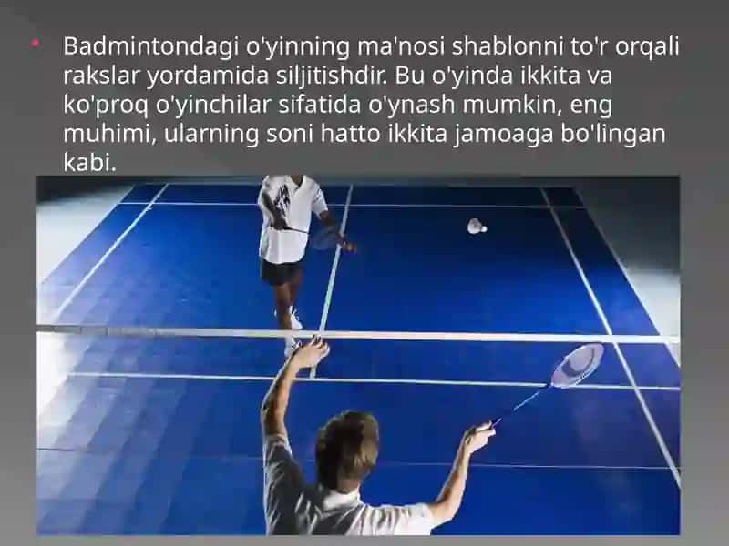 Badminton o’yini texnikasi va taktikasi 4