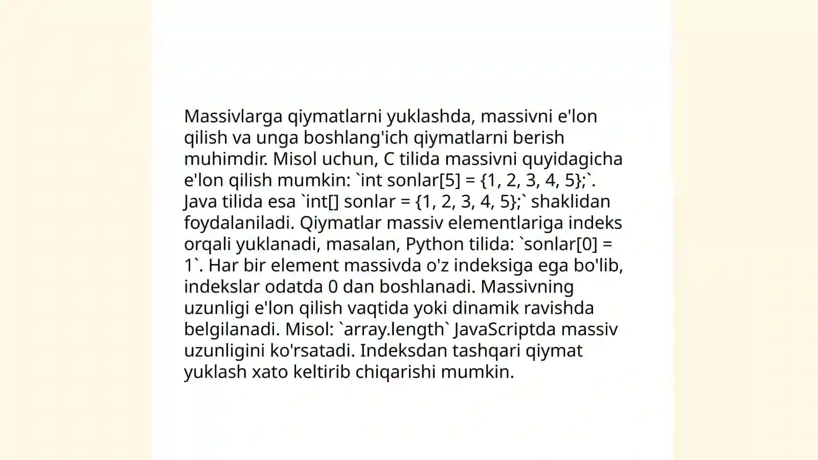 C++ dasturlash tilida massivlar bilan ishlash 4