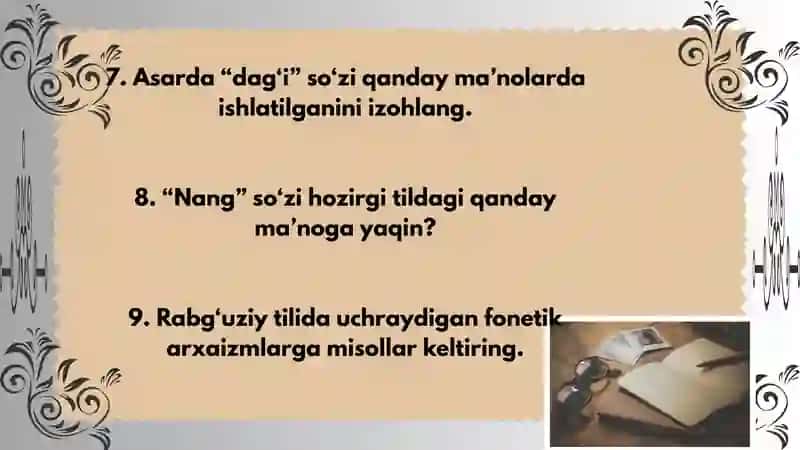 Qissasi Rabg’uziydagi arxaizmlar 4