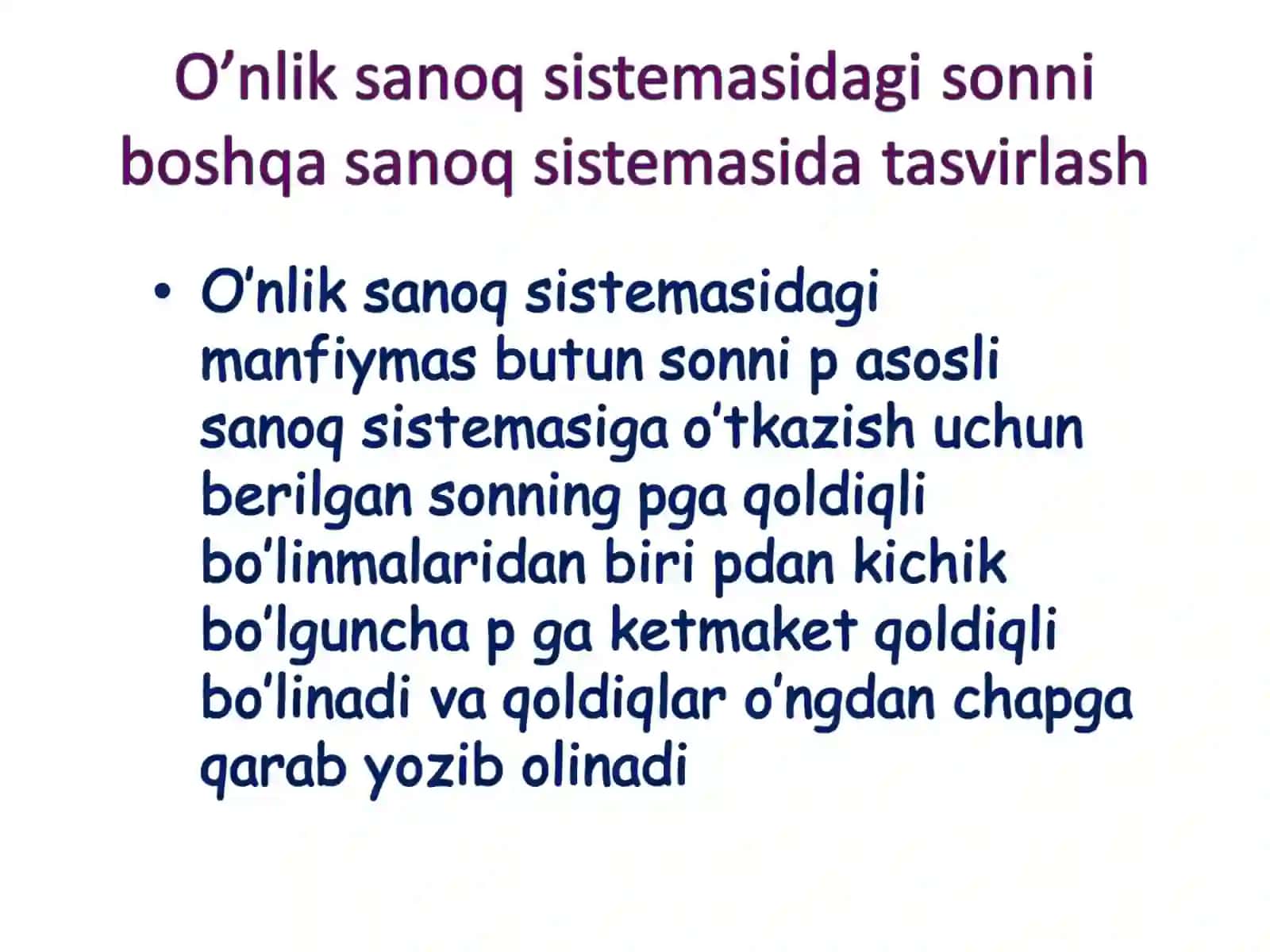 Sanoq Sistemasi Bosqichlari 4
