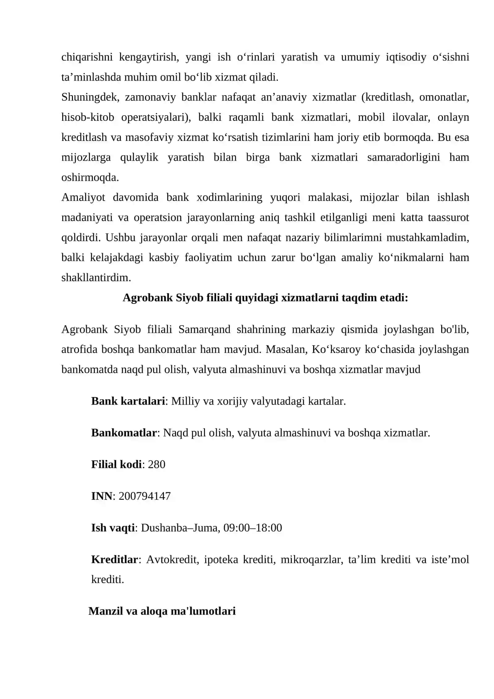 MALAKAVIY AMALIYOT O’TASH BO’YICHA HISOBOTI 4