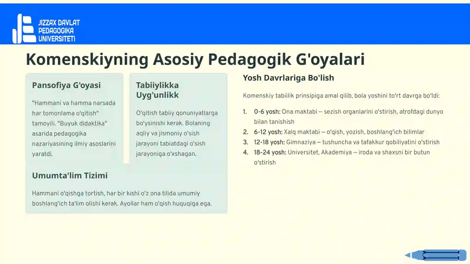 Yan Amos Komenskiy Pedagogika Tizimi 4