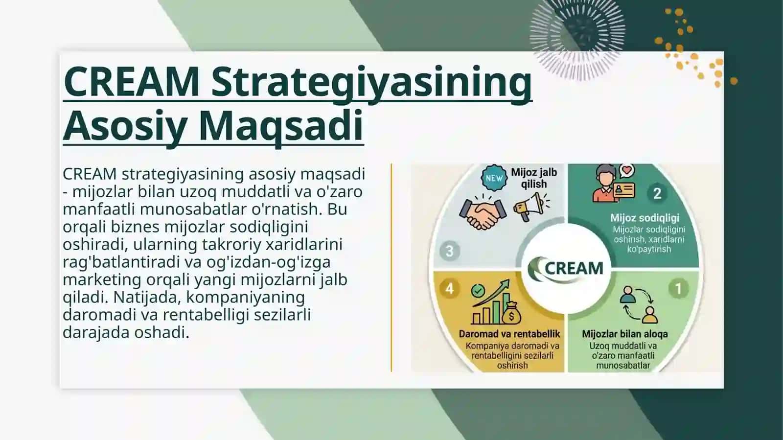 CREAM strategiyasi va undan samarali foydalanish 4