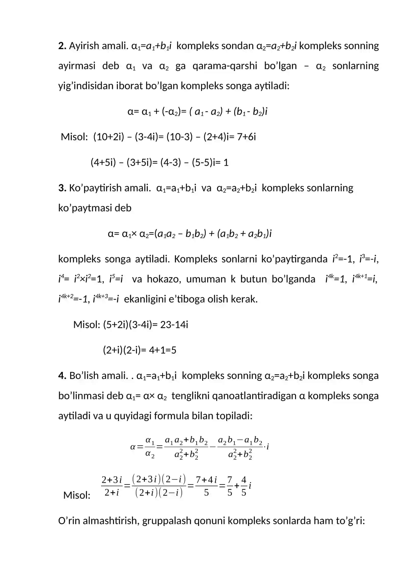 Kompleks sonlar 4