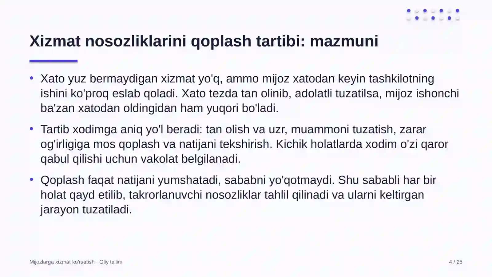 ta'lim tizimida xizmat nosozliklarini qoplash tartibini joriy etish 3194 4
