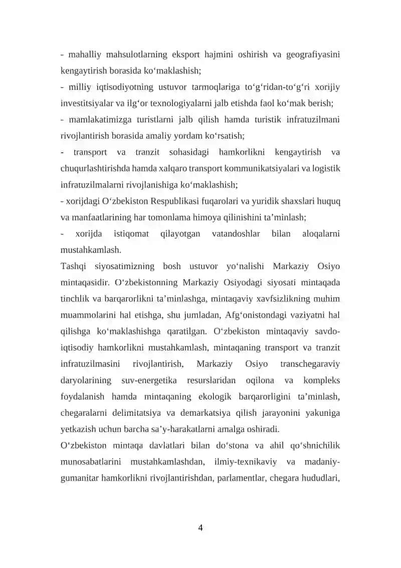 O‘zbekiston Respublikasining tashqi siyosati 4