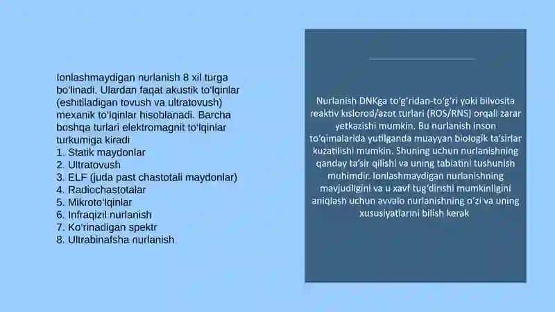 Ionlashtirmaydigan nurlanishlar xavfsizligi 4