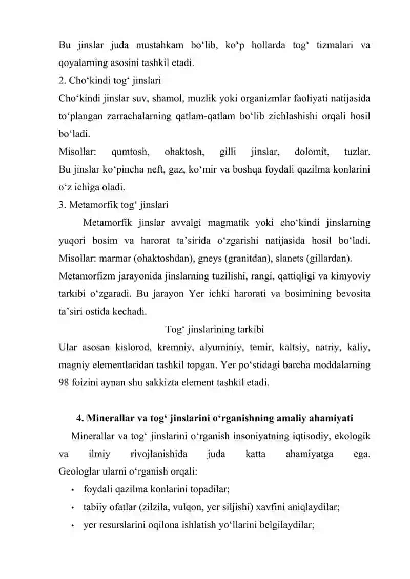Minerallar va tog‘ jinslari 4