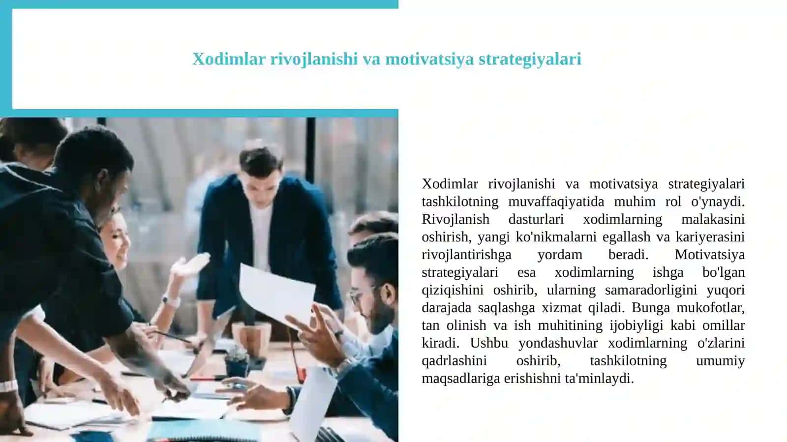 Xodimlar rejasi tarkibini izohlang. 4