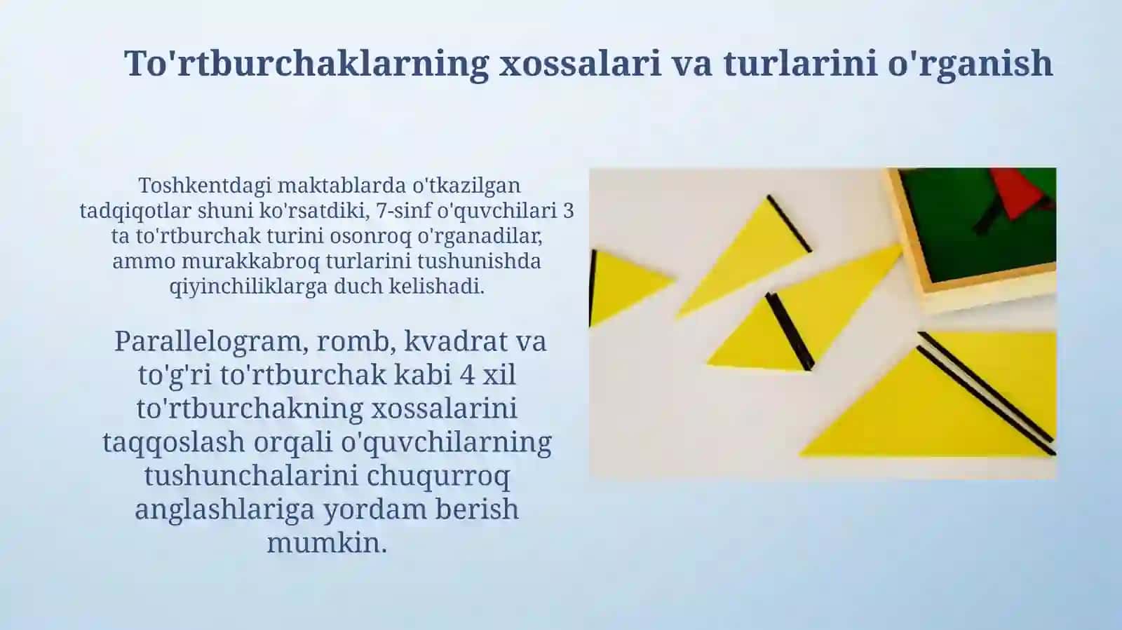 To'rtburchaklarni o'qitish metodikasi 4