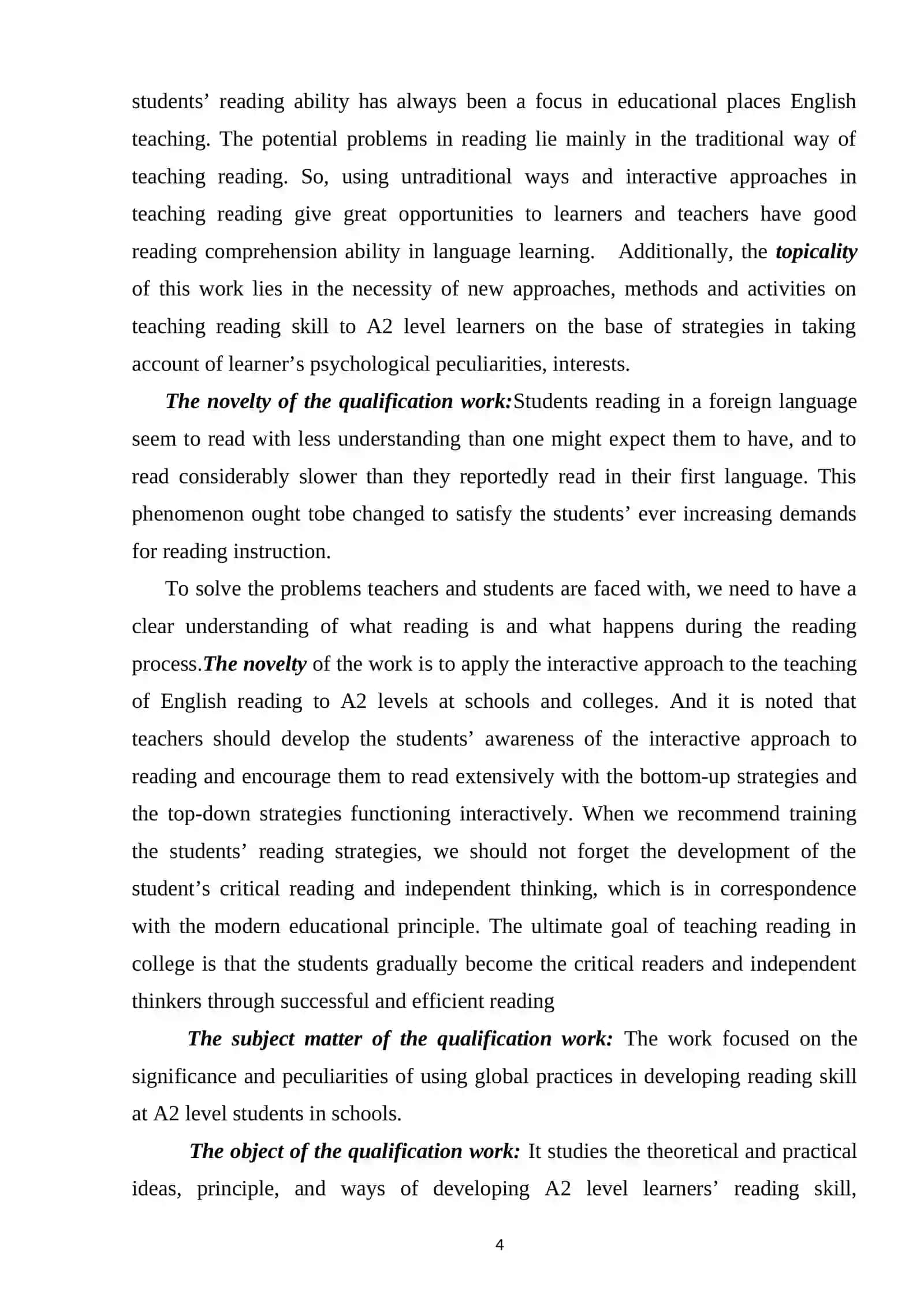 PRINCIPLES AND STRATEGIES OF TEACHING READING TO A2 LEVEL LEARNERS 4