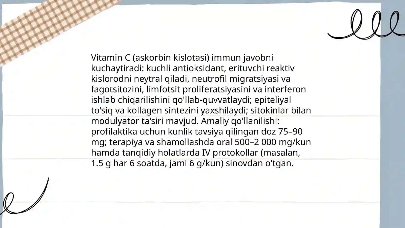 Immunitetga tasir etuvchi vositalar. Vitaminlar 4