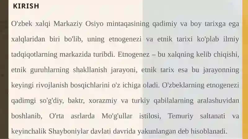 O‘ZBEKLARNING ETNOGENEZI VA ETNIK TARIX MUAMMOLARI 4