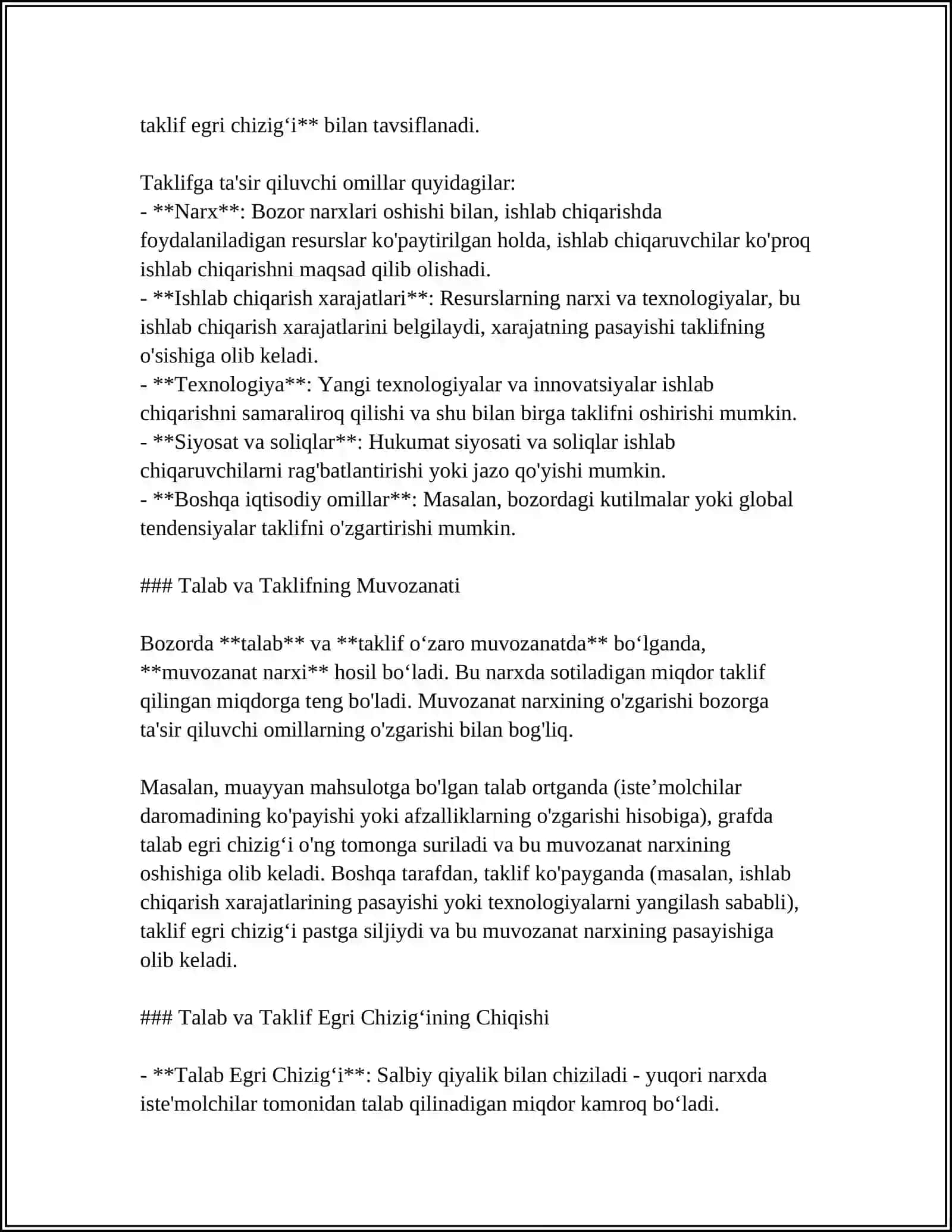 TALAB VA TAKLIF FUKSIYALARINING MATEMATIK MODELI 4
