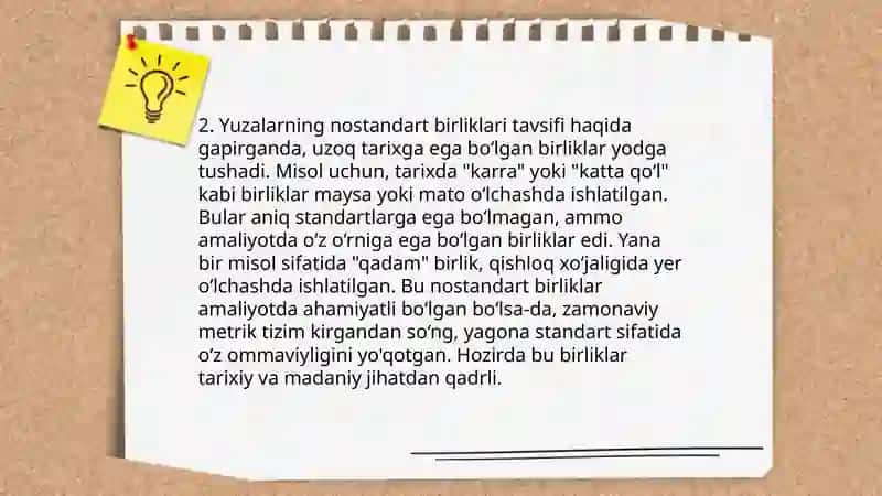 Yuzalarning nostandart birliklari 4