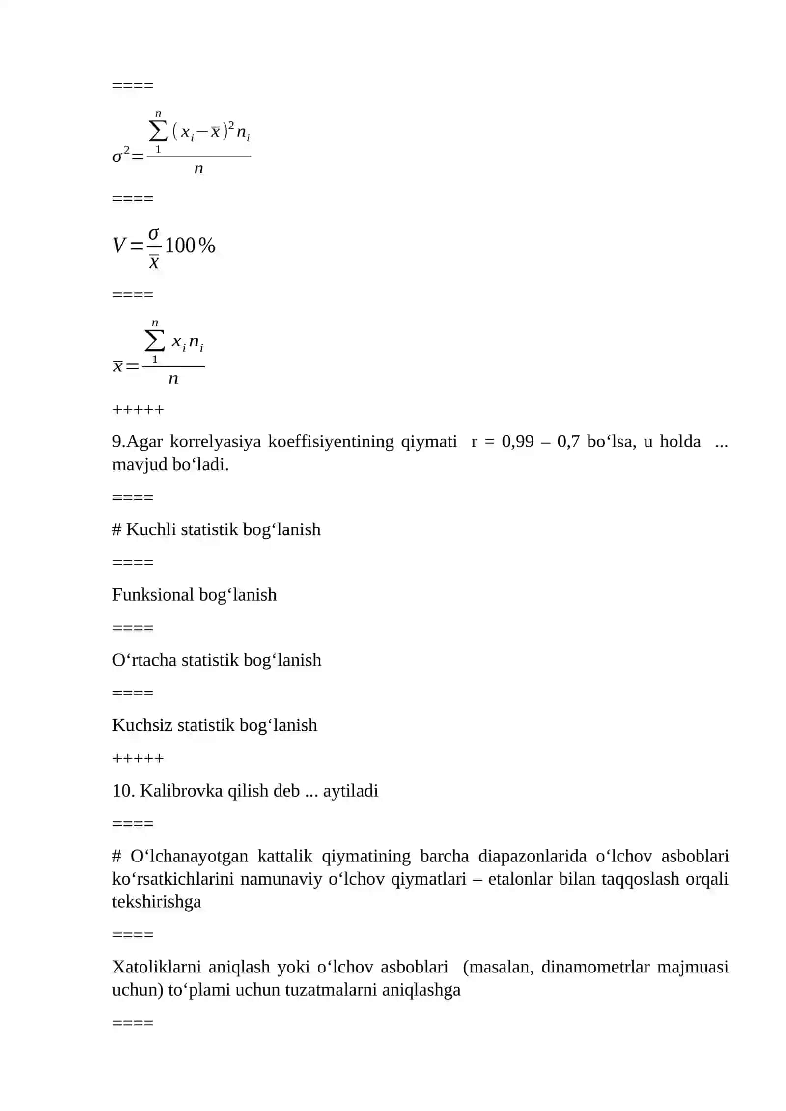 Sport metrologiyasi test savollari 4