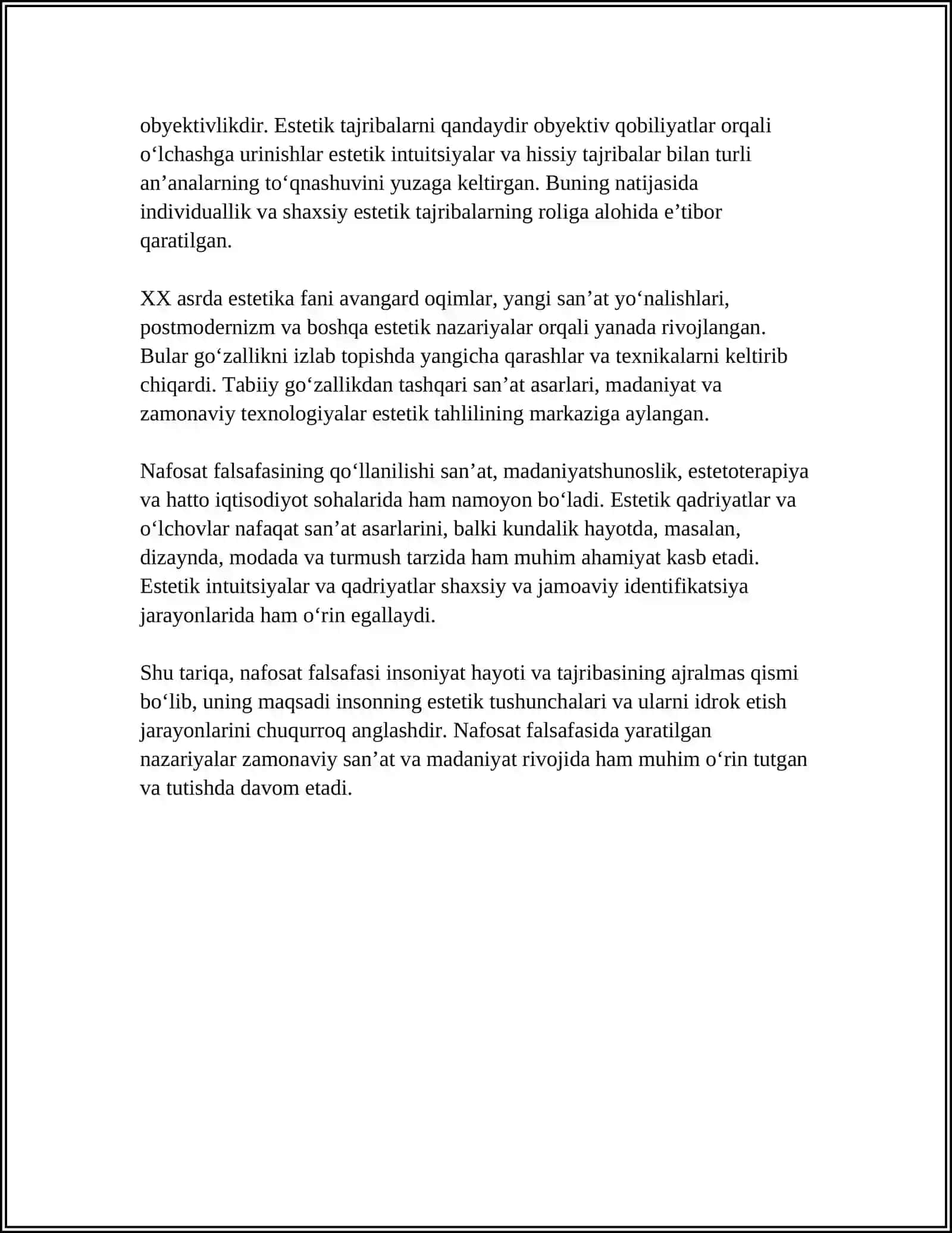 NAFOSAT FALSAFASI ( ESTETIKA ) 4