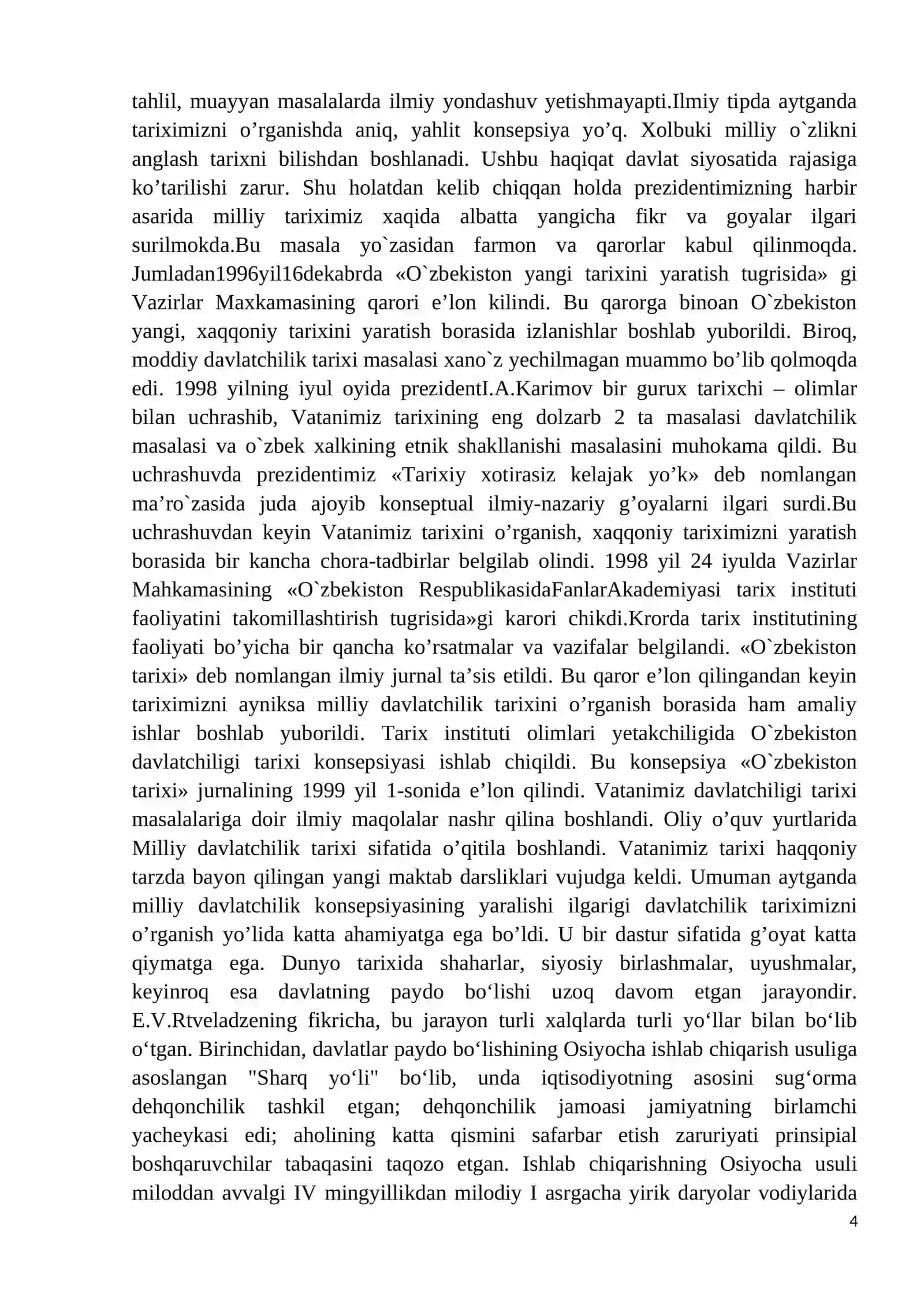 O‘zbek davlatchiligining shakllanishi va taraqqiyot bosqichlari (Qadimgi va ilk o‘rta asrlar davlatchiligi: asosiy bosqichlari va o‘ziga xos xususiyatlari.) 4