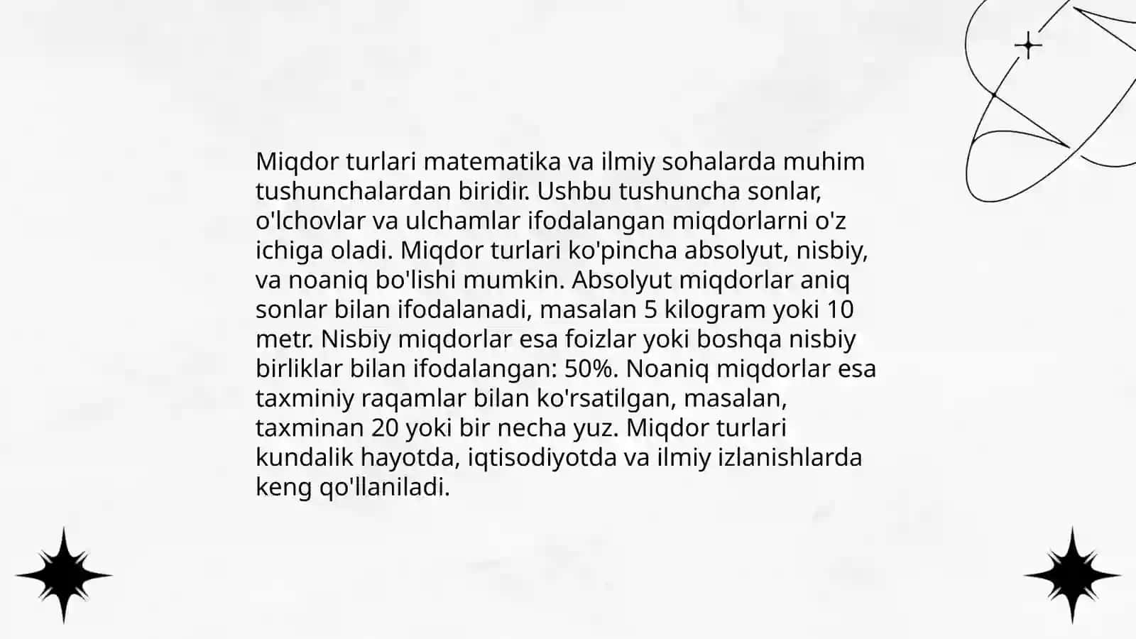 Miqdor tushunchasi va uning turlari 4