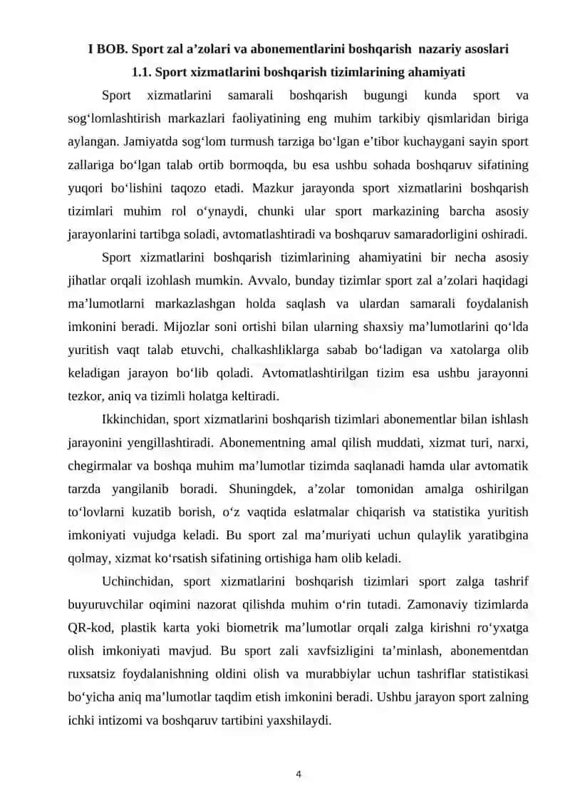 Sport zal a’zolari va abonementlarini boshqarish tizimi 4