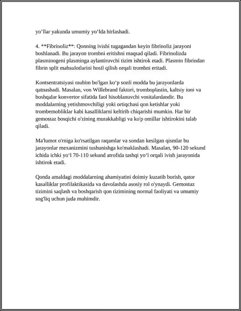 GEMOSTAZ MEXANIZMLARI VA UNING PATALOGIYASI 4