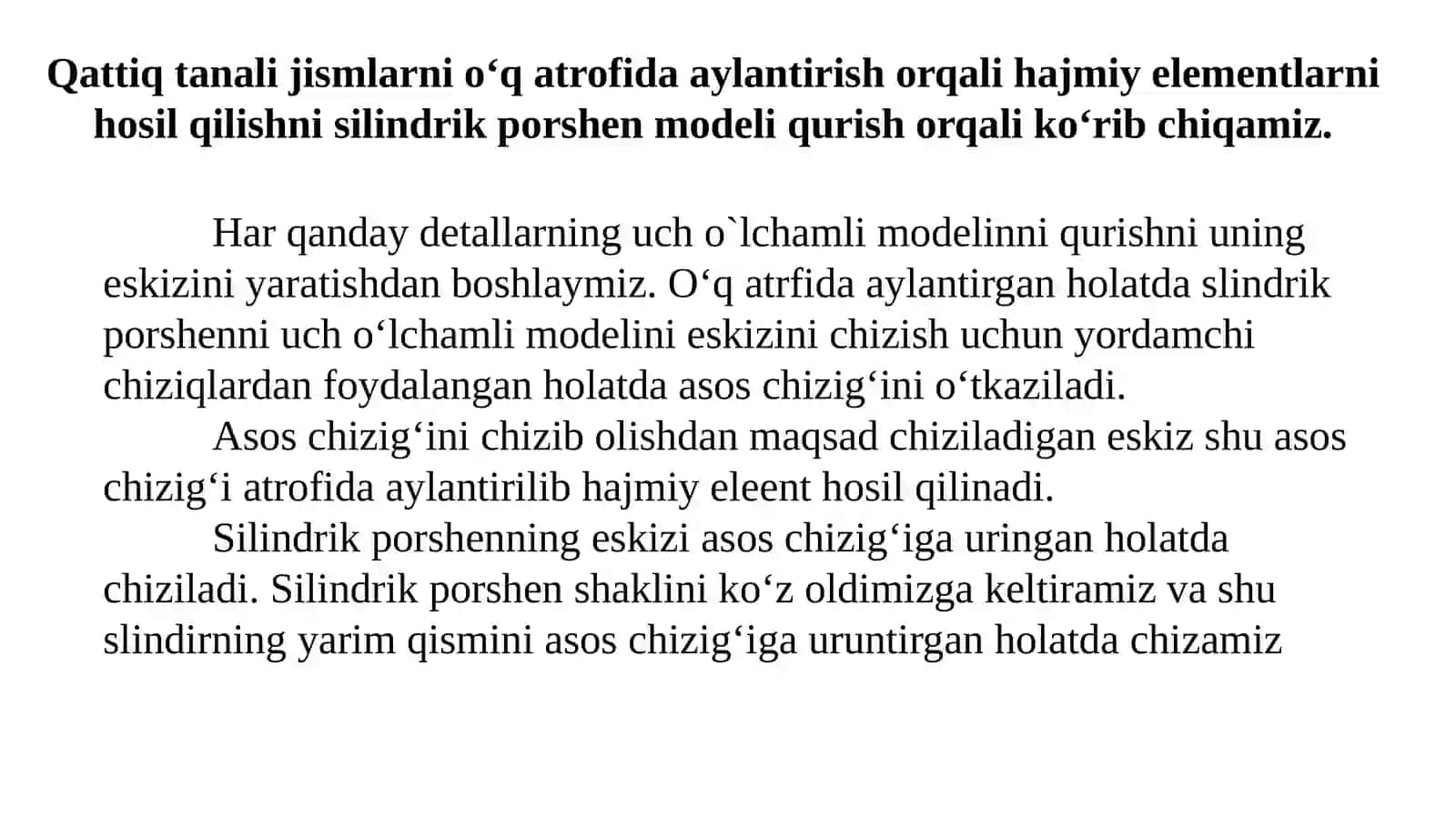 SolidWorkstizimida qattiq tanali jismlarni modellashtirish 4