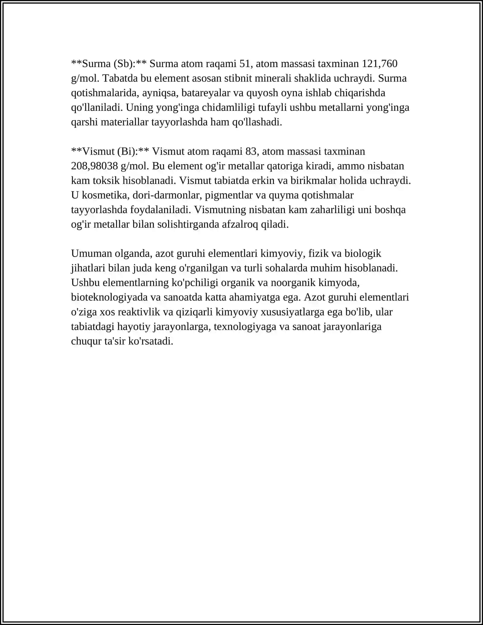 AZOT GURUHCHASI ELEMITLARI.UGLIROD GURUHCHASI ELEMENTLARI 4