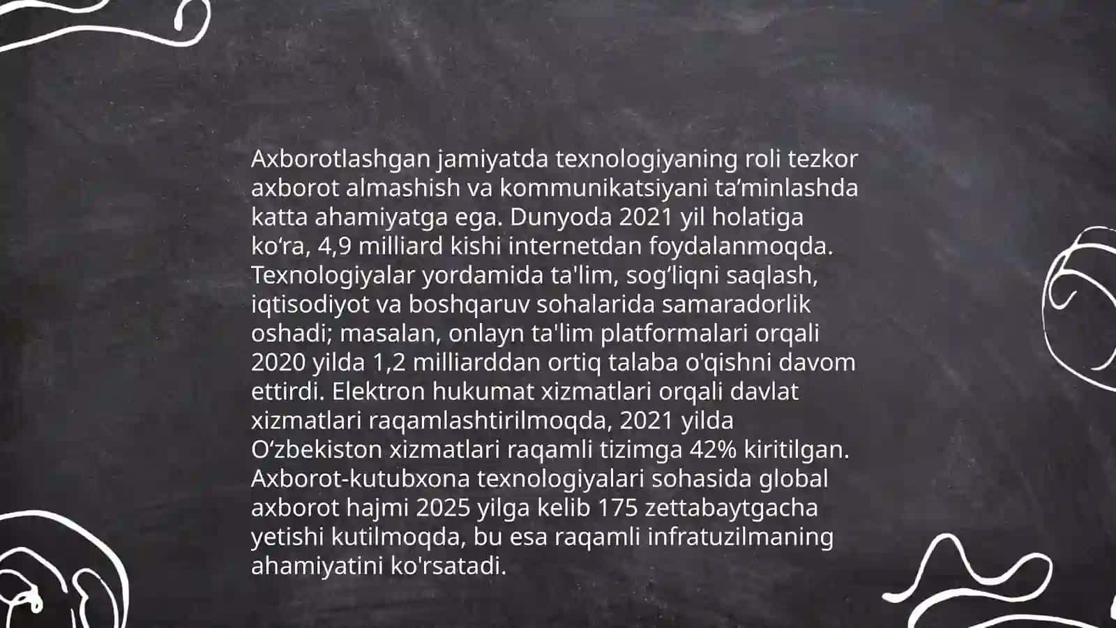 Axborotlashgan jamiyatning o'ziga xos jihatlari 4